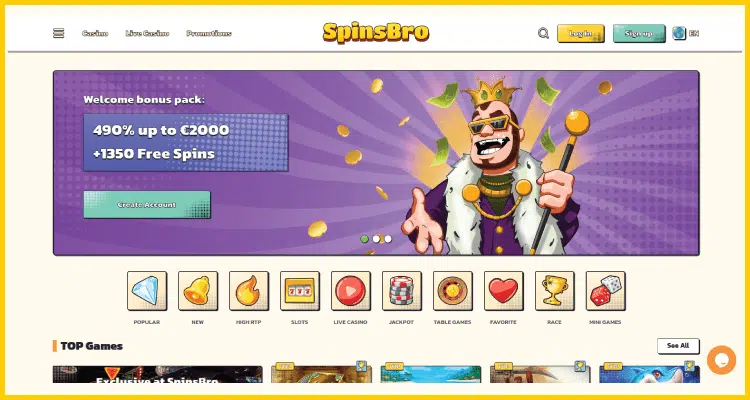 SpinsBro - Best Online Bitcoin Casino for Slots