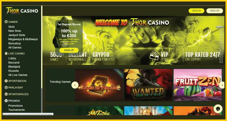 Thor Casino - Licensed Online Bitcoin Casino for Real Money